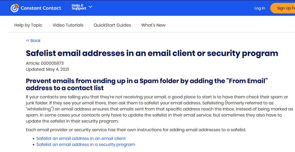 System: Safelist Email Programs or Security Software