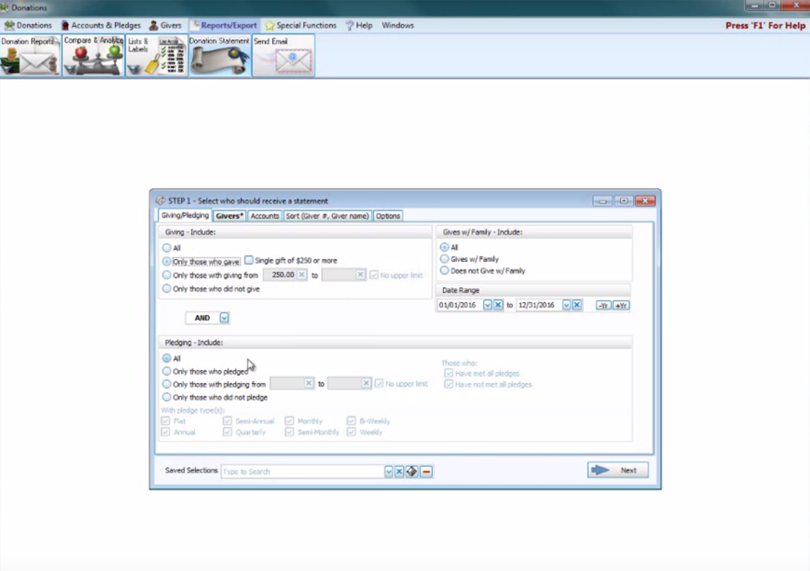 Donations: Mid-Year Statements (v26 & Newer)
