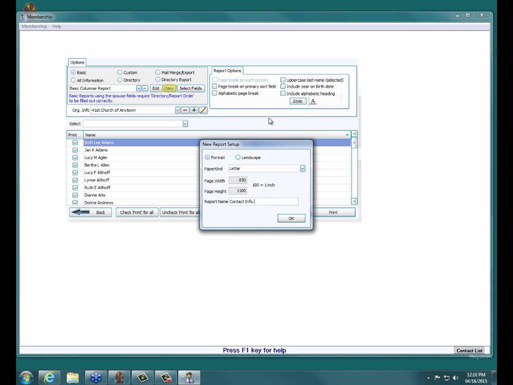 Membership: Sample Reports (v19 & Newer)