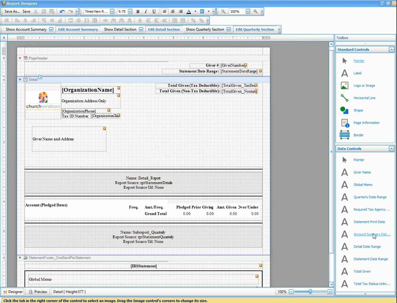 Donations: Statement Designer (v19 & Newer)