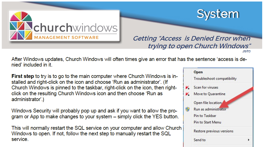 System: Access Denied after Microsoft Windows™ Updates (v17 & Newer)