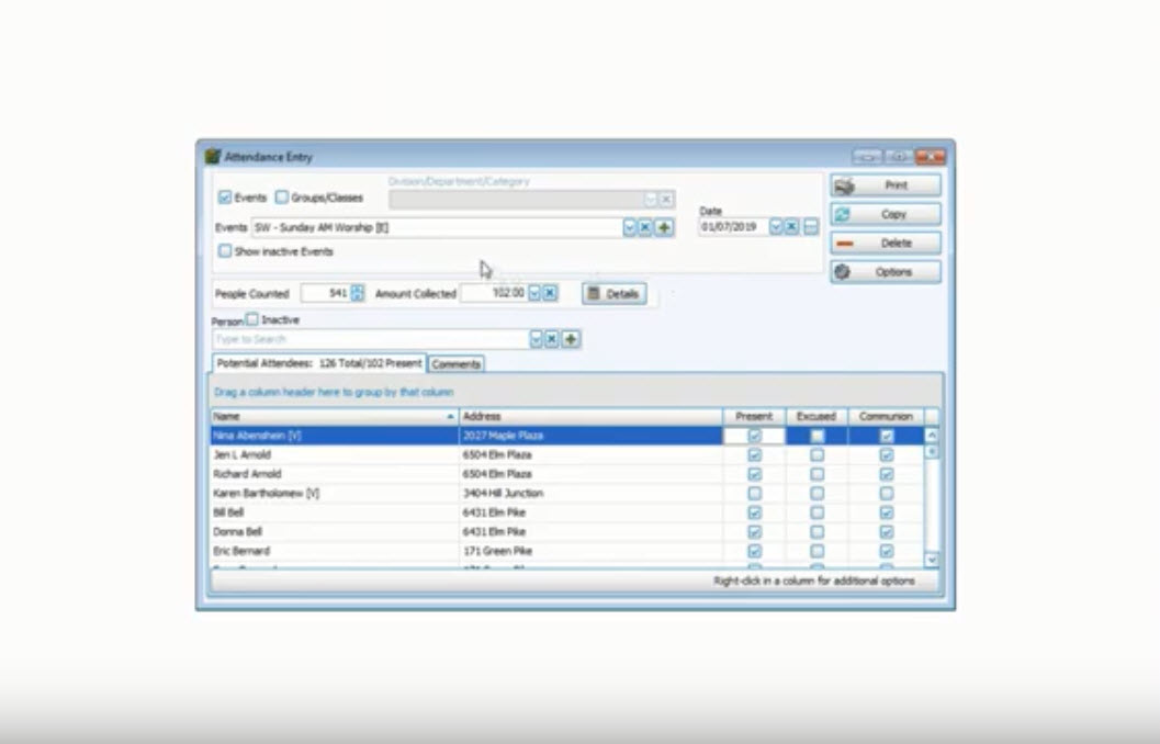 Membership: Editing, Deleting or Copying Attendance (v22 & Newer)