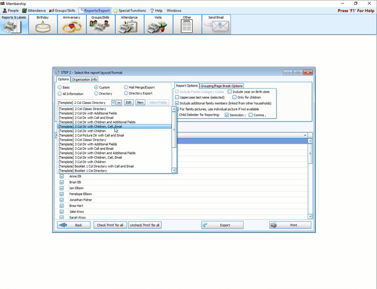 Membership: Standard Report Formats (v22 and Newer)