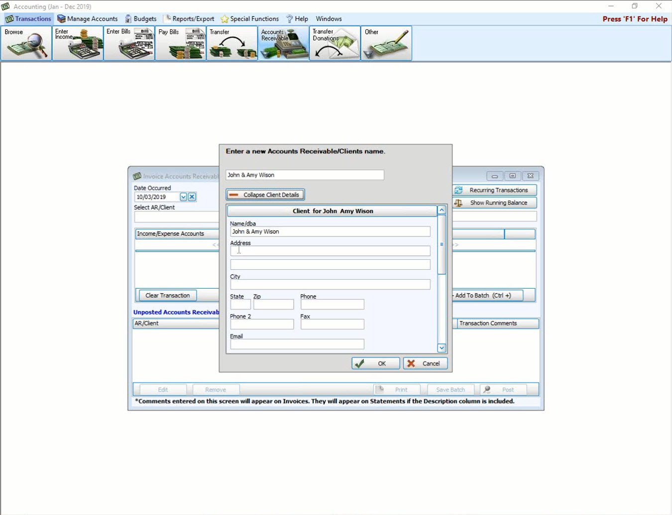 Accounting: Invoice Accounts Receivable Clients (v19 & Newer)