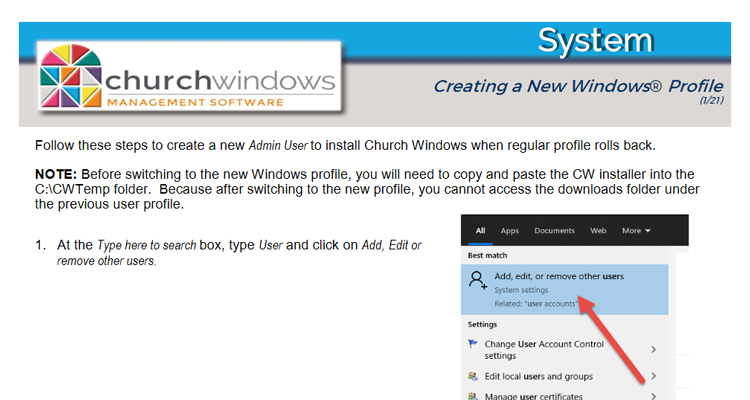 System: Creating a New Microsoft Windows™ Profile