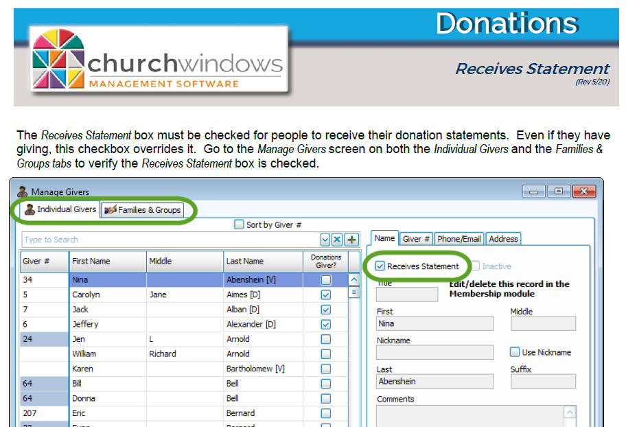 Donations: Receives Statement (v24 & Newer)