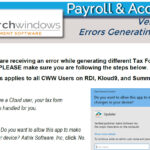 CW Web Customers Only: Errors Generating Tax Forms