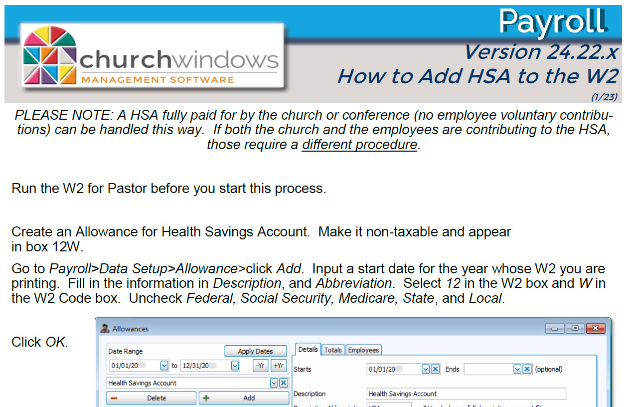 Payroll: How to add HSA to the W2