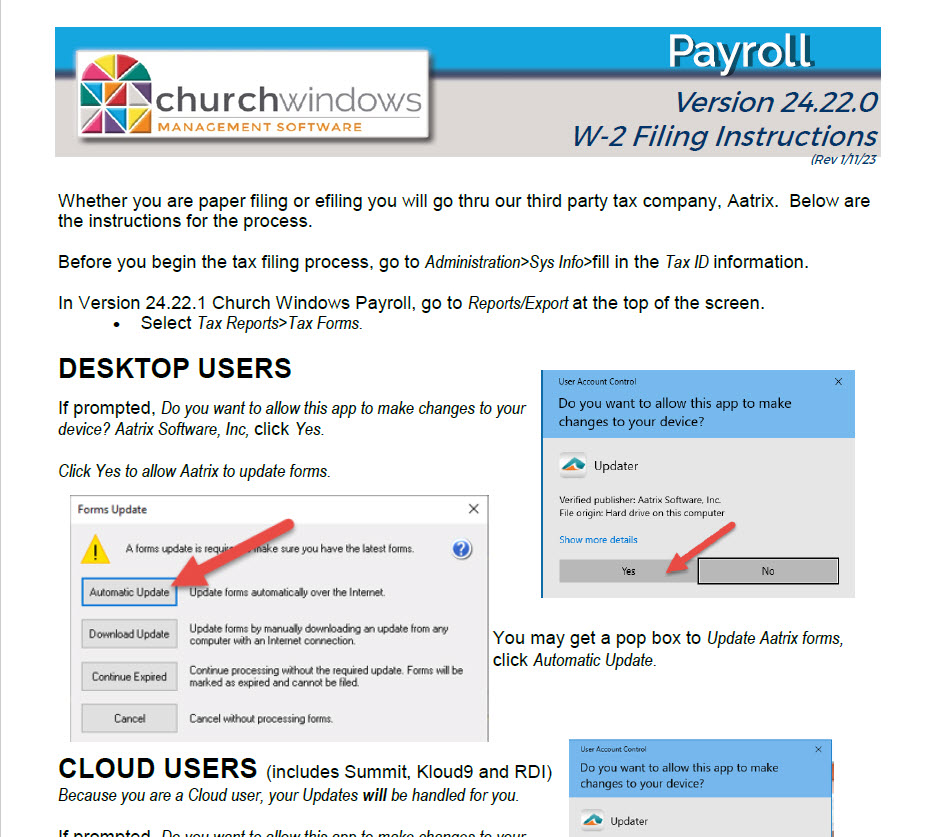 Payroll: W2 Filing Instructions