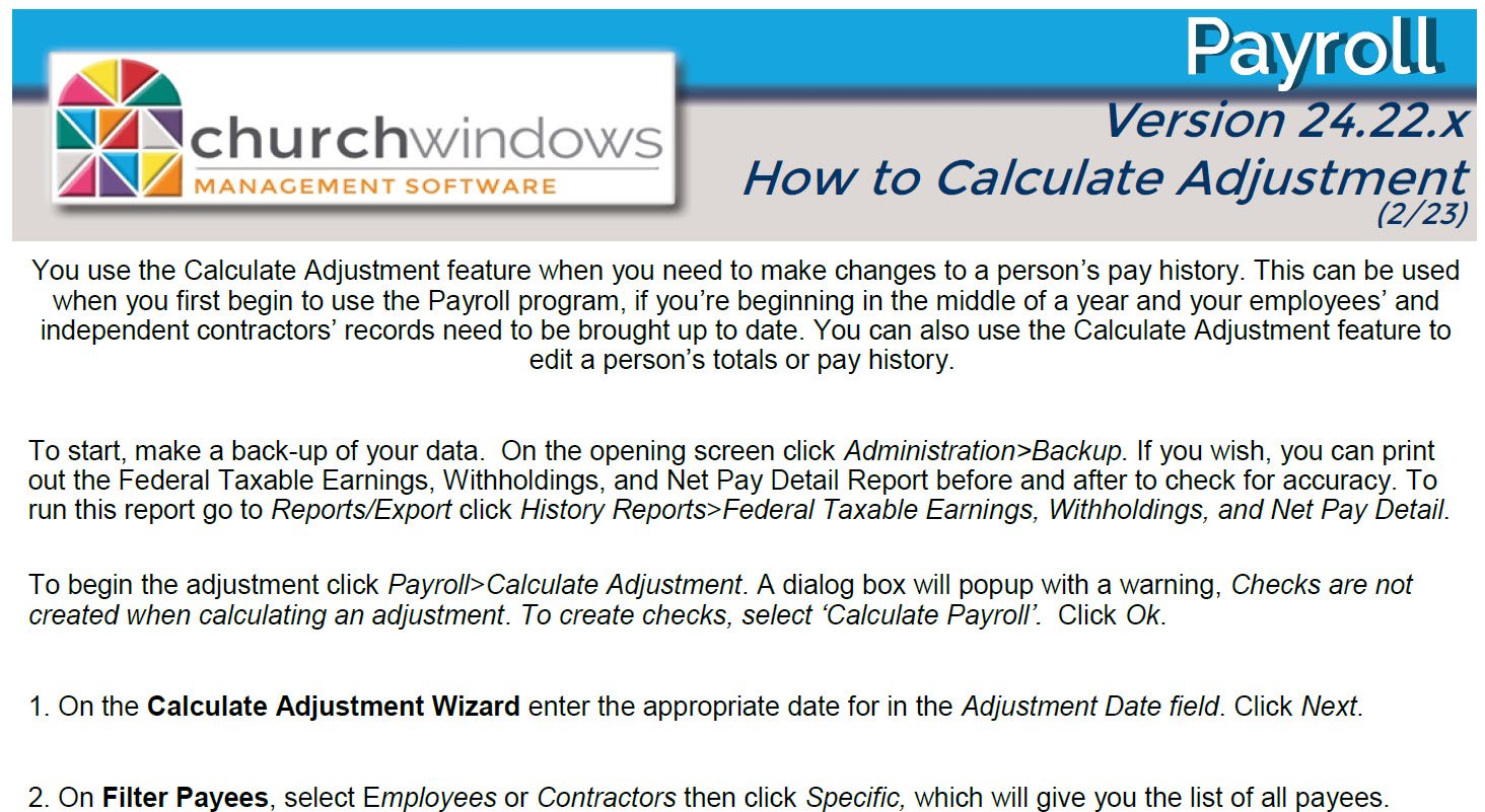 Payroll: How to Calculate an Adjustment (v25 & Newer)