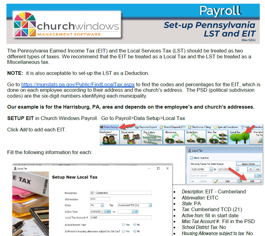 Payroll: Separating EIT from LST