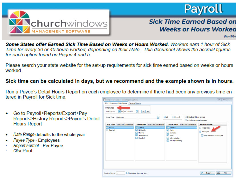 Payroll: Sick Time Earned Based on Weeks or Hours Worked