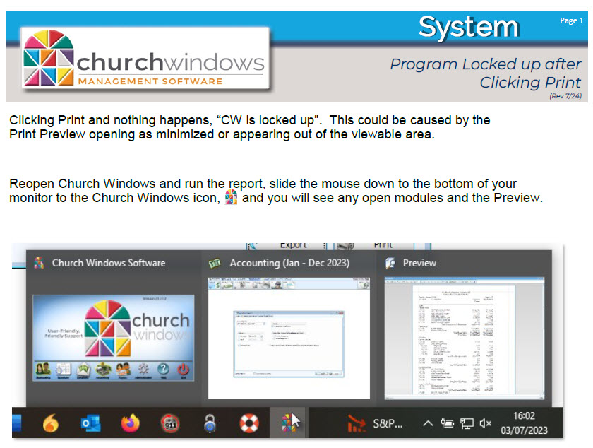System: Program Locked up after Clicking Print